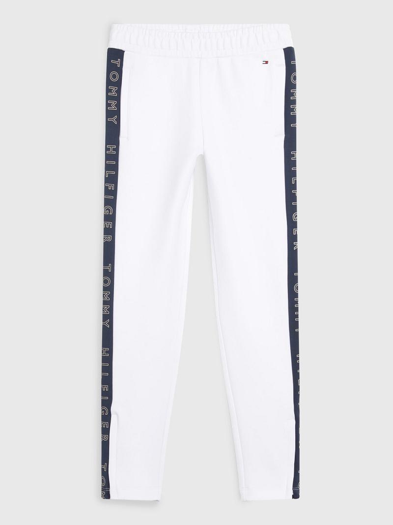 White Tommy Hilfiger Logo Tape Track Pant Trousers | NZ_G1286