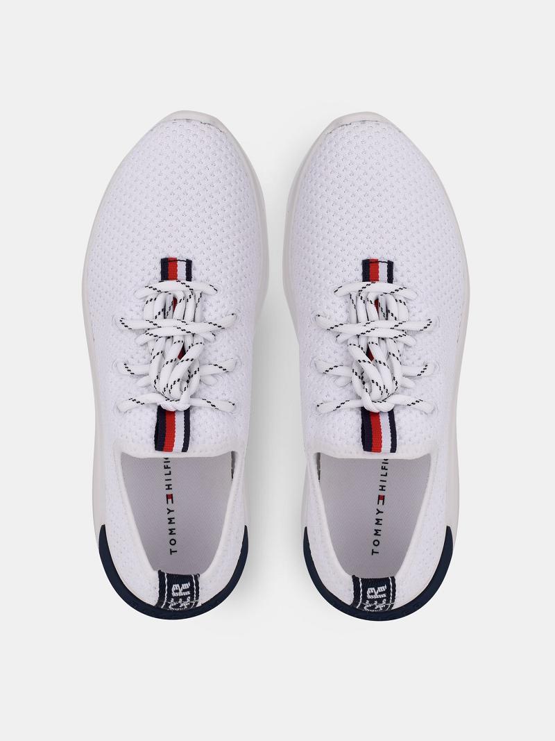 White Tommy Hilfiger Mesh Stripe Casual Shoes | NZ_W21594