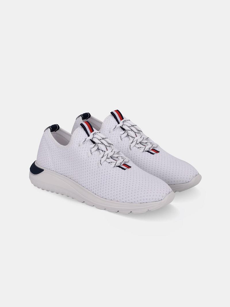 White Tommy Hilfiger Mesh Stripe Casual Shoes | NZ_W21594