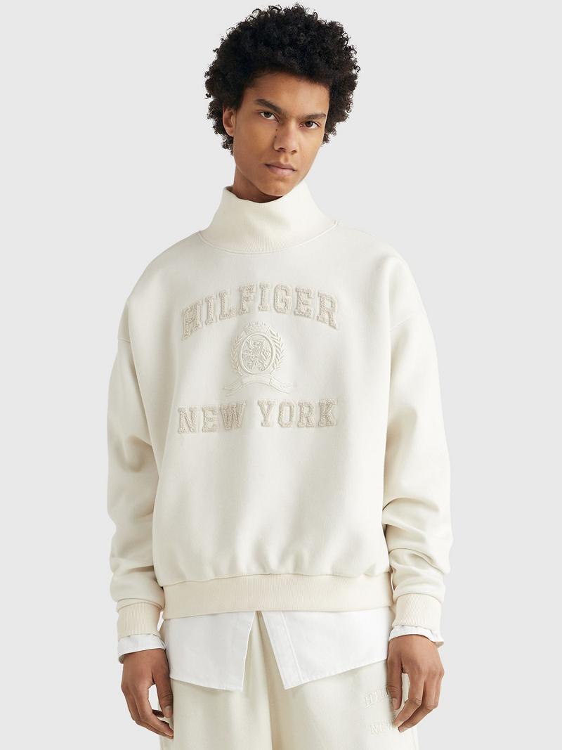 White Tommy Hilfiger Mockneck Sweatshirts | NZ_M31129