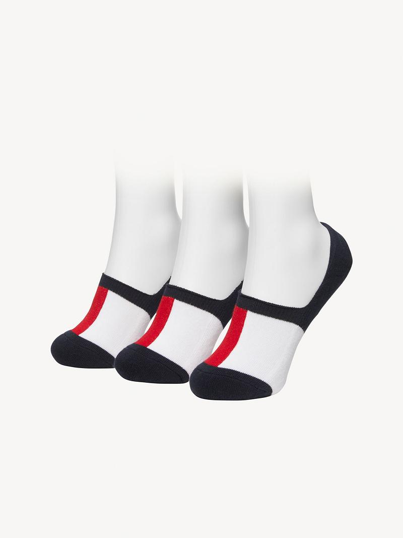 White Tommy Hilfiger No-Show 3PK Socks | NZ_B2293