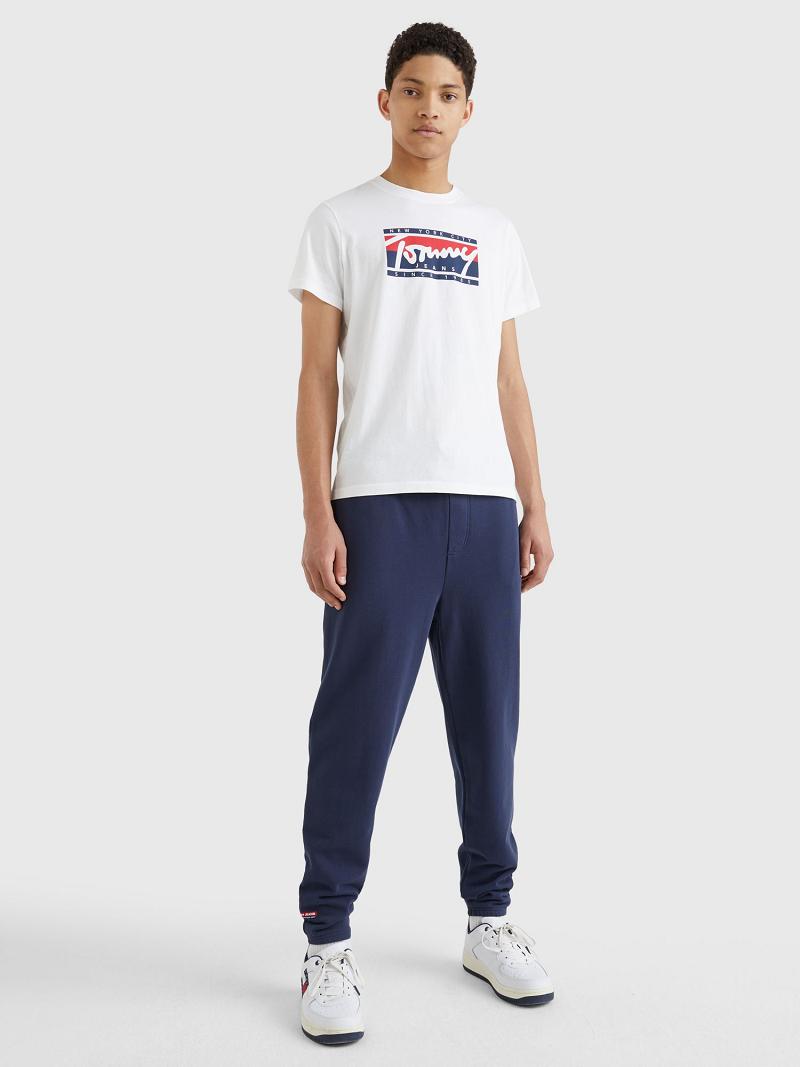 White Tommy Hilfiger Nyc logo T Shirts | NZ_M31056