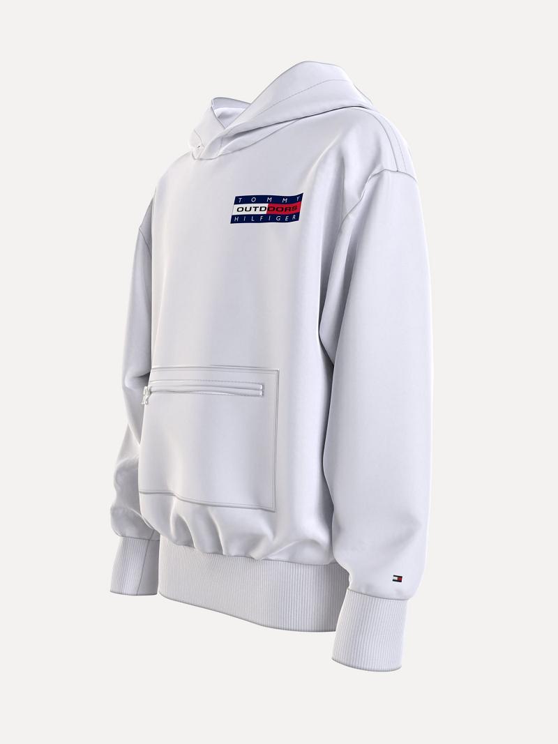 White Tommy Hilfiger Organic Cotton Expedition Hoodies | NZ_B2032