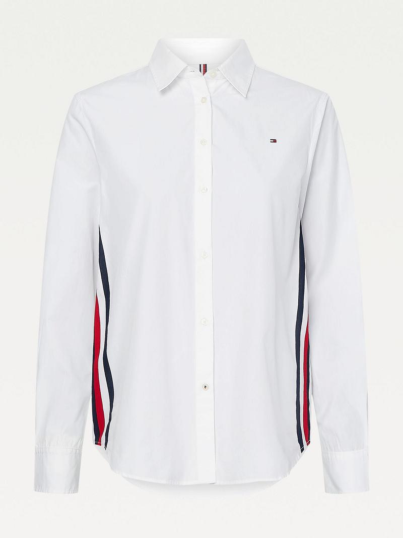 White Tommy Hilfiger Organic Cotton Stripe Shirts | NZ_W21289