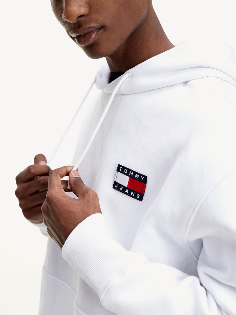 White Tommy Hilfiger Organic Cotton Tommy Badge Hoodies | NZ_M31456