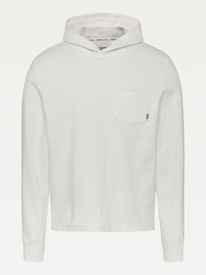 White Tommy Hilfiger Organic cotton waffle Hoodies | NZ_M31457