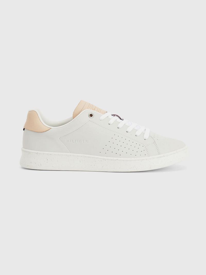 White Tommy Hilfiger Perforated leather Sneakers | NZ_M31626