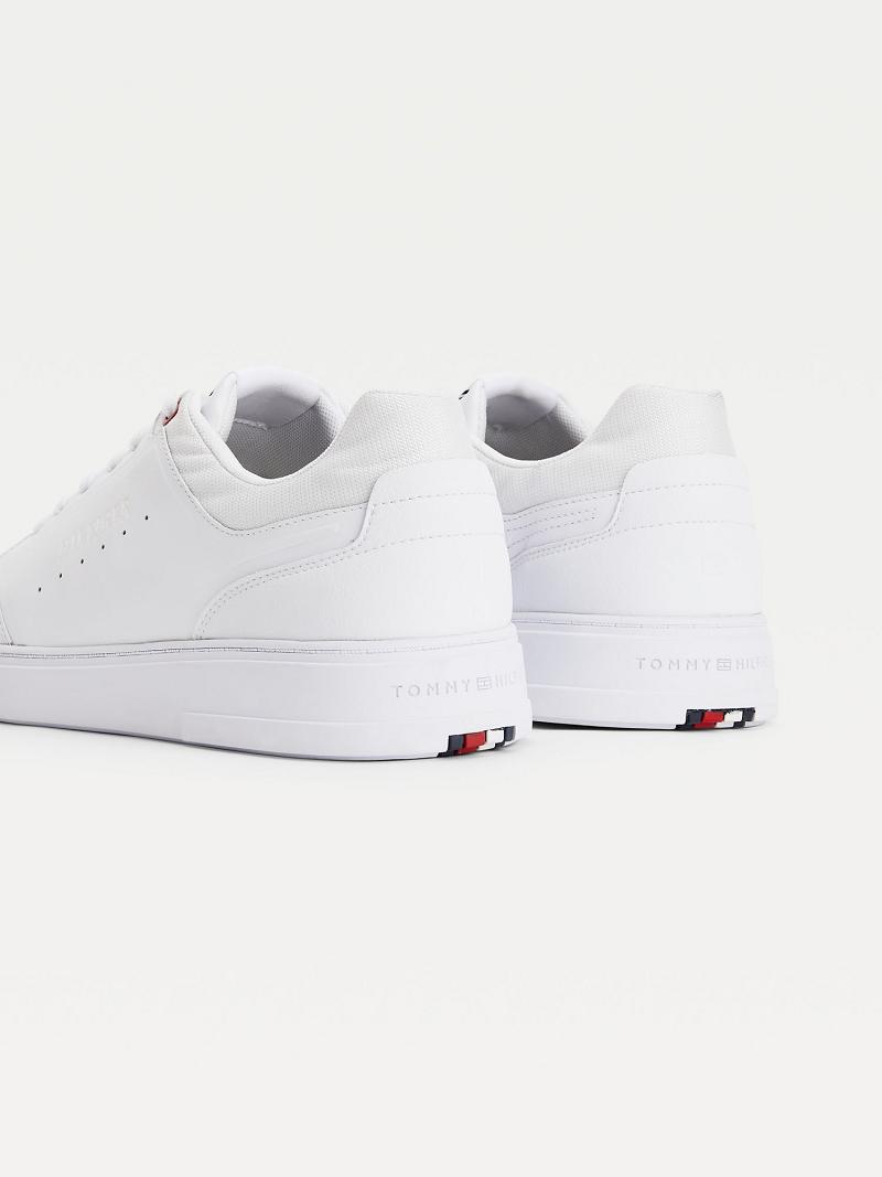 White Tommy Hilfiger Perforated leather Casual Shoes | NZ_M31672