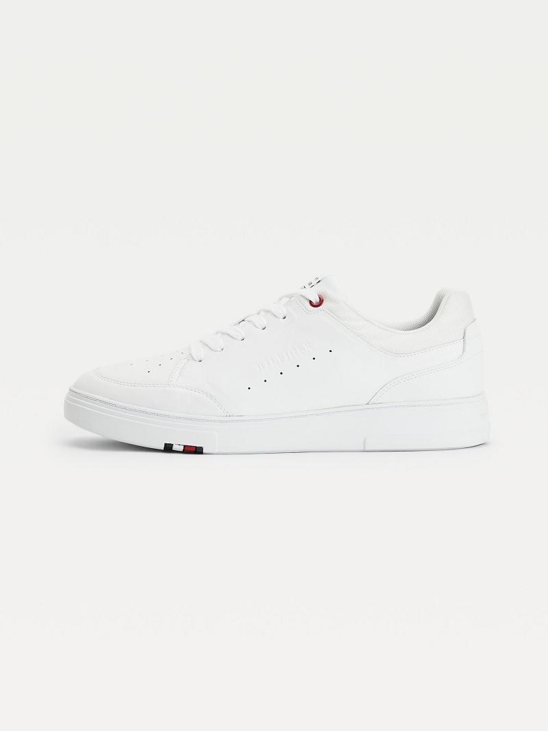 White Tommy Hilfiger Perforated leather Casual Shoes | NZ_M31672