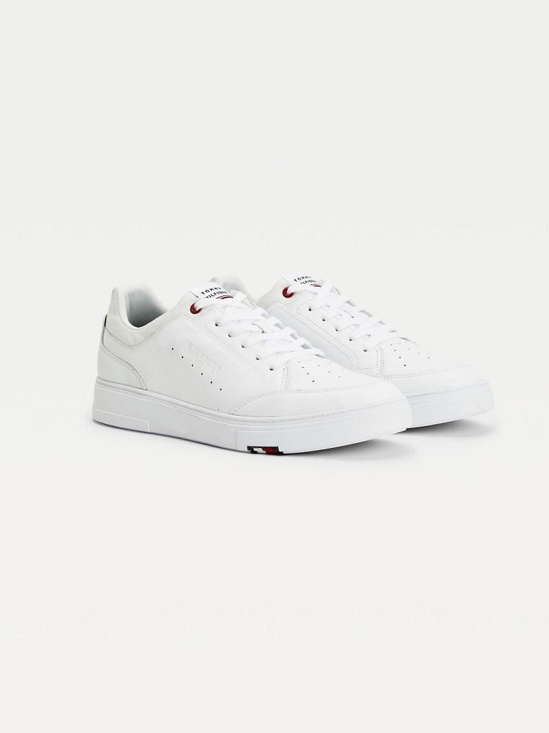 White Tommy Hilfiger Perforated leather Casual Shoes | NZ_M31672