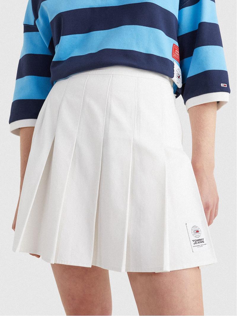 White Tommy Hilfiger Pleated Tennis Skirts | NZ_W21334