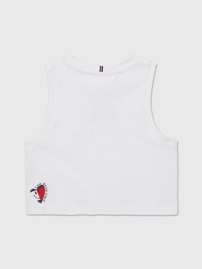 White Tommy Hilfiger Positive Tank Tops | NZ_G1280