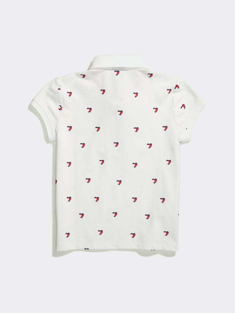 White Tommy Hilfiger Print Polos | NZ_G1152