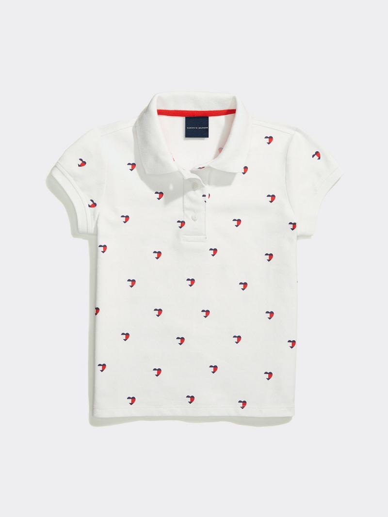 White Tommy Hilfiger Print Polos | NZ_G1152