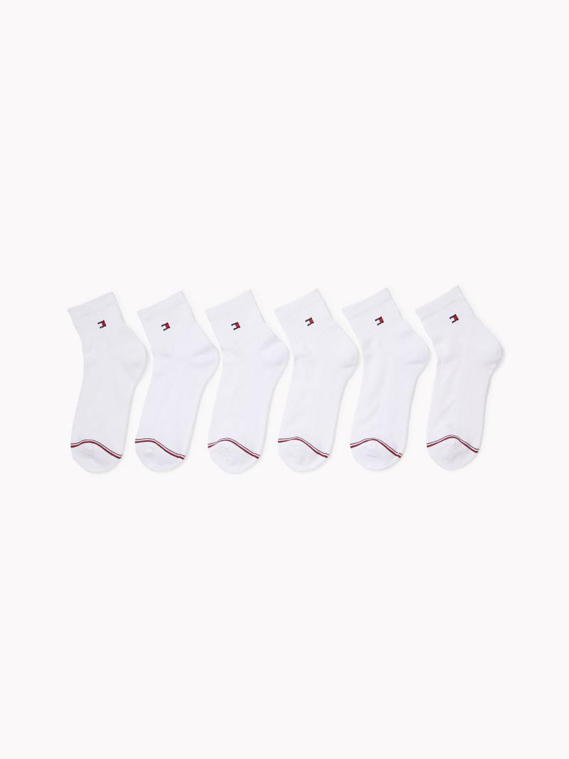 White Tommy Hilfiger Quarter Top 6PK Socks | NZ_W21664