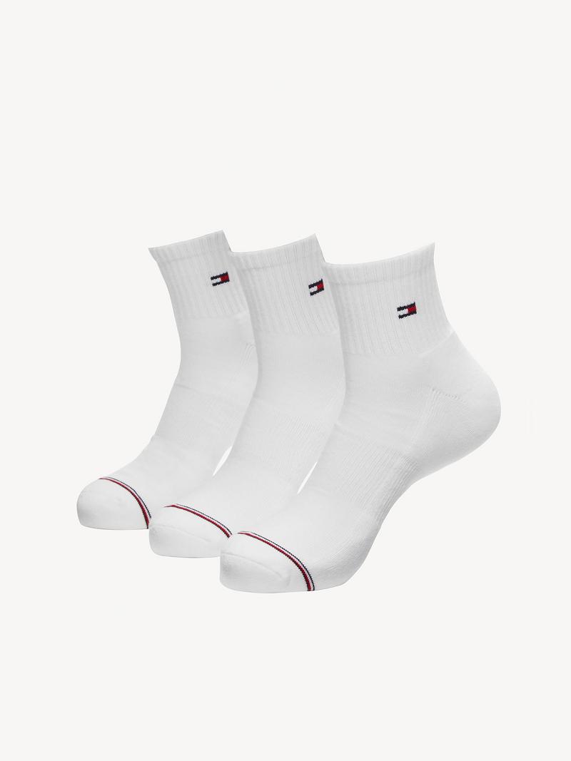 White Tommy Hilfiger Quarter Tops 3PK Socks | NZ_M31750