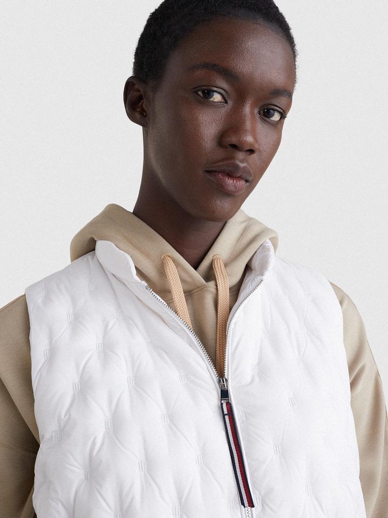 White Tommy Hilfiger Quilted Down Vest Jackets | NZ_W21182