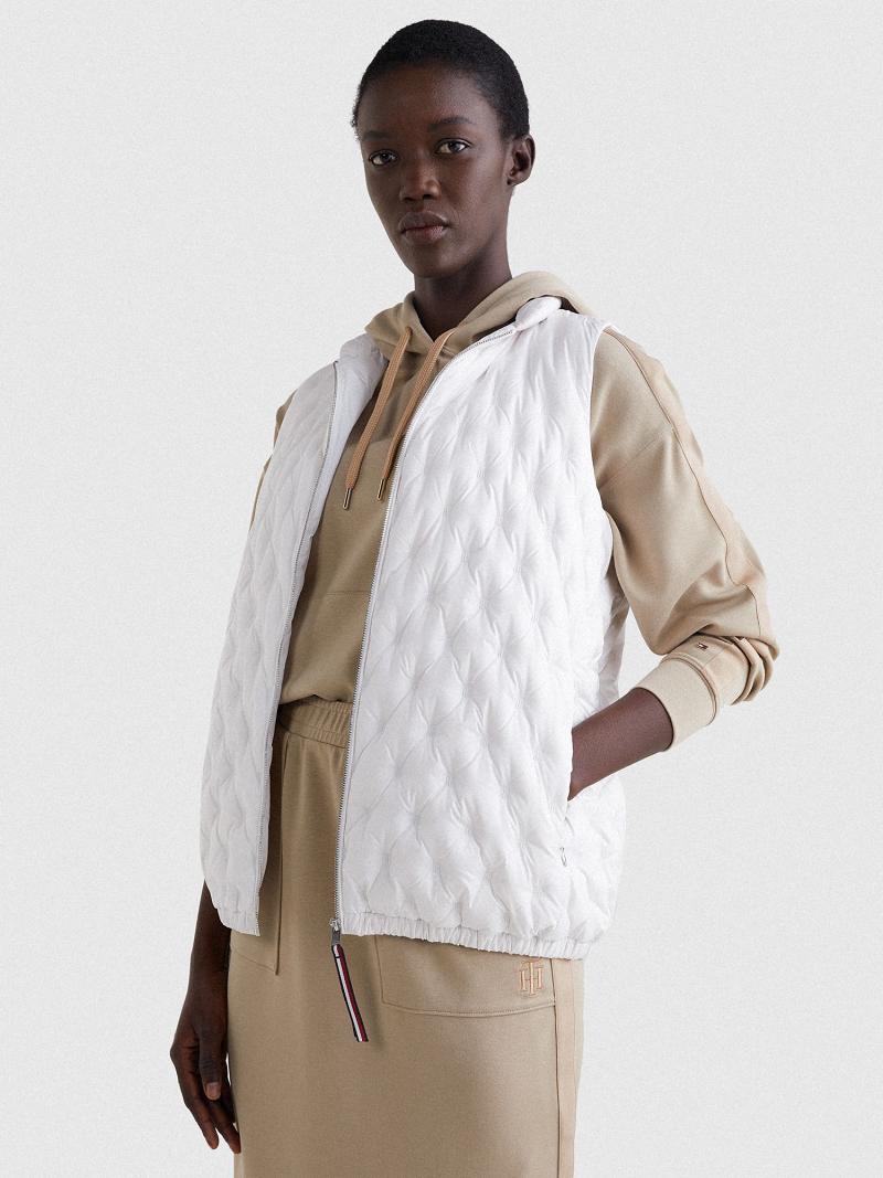 White Tommy Hilfiger Quilted Down Vest Jackets | NZ_W21182