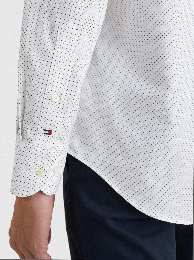 White Tommy Hilfiger Regular fit dot print dress Shirts | NZ_M31269