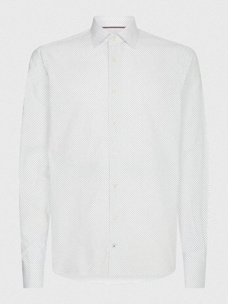 White Tommy Hilfiger Regular fit dot print dress Shirts | NZ_M31269