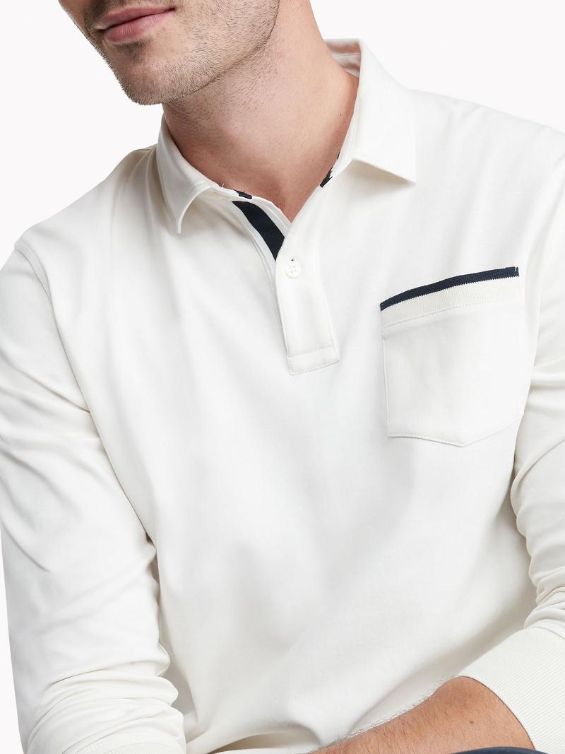 White Tommy Hilfiger Regular fit long-sleeve pocket Polos | NZ_M31299