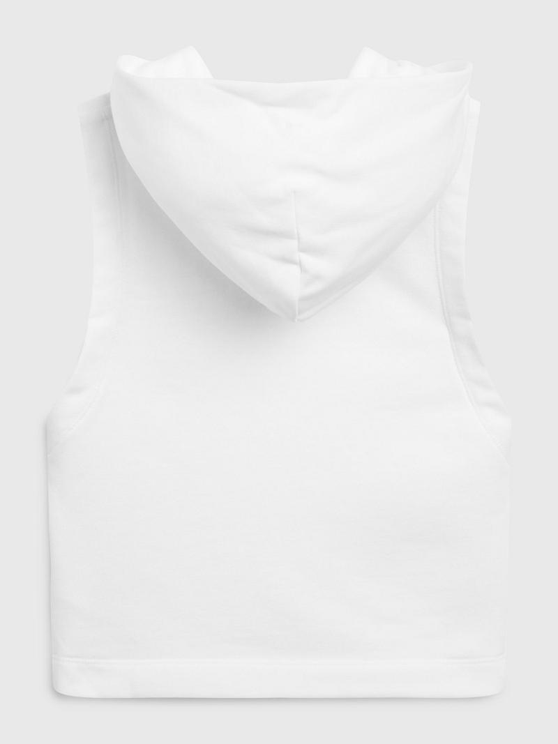 White Tommy Hilfiger Sleeveless Hoodies | NZ_G1103