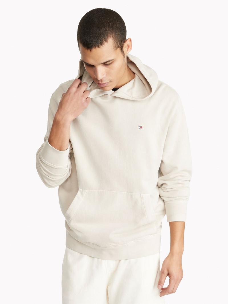 White Tommy Hilfiger Solid garment-dyed Hoodies | NZ_M31464