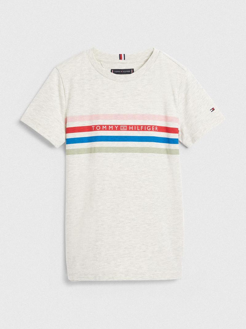 White Tommy Hilfiger Spring Stripe T Shirts | NZ_B2209