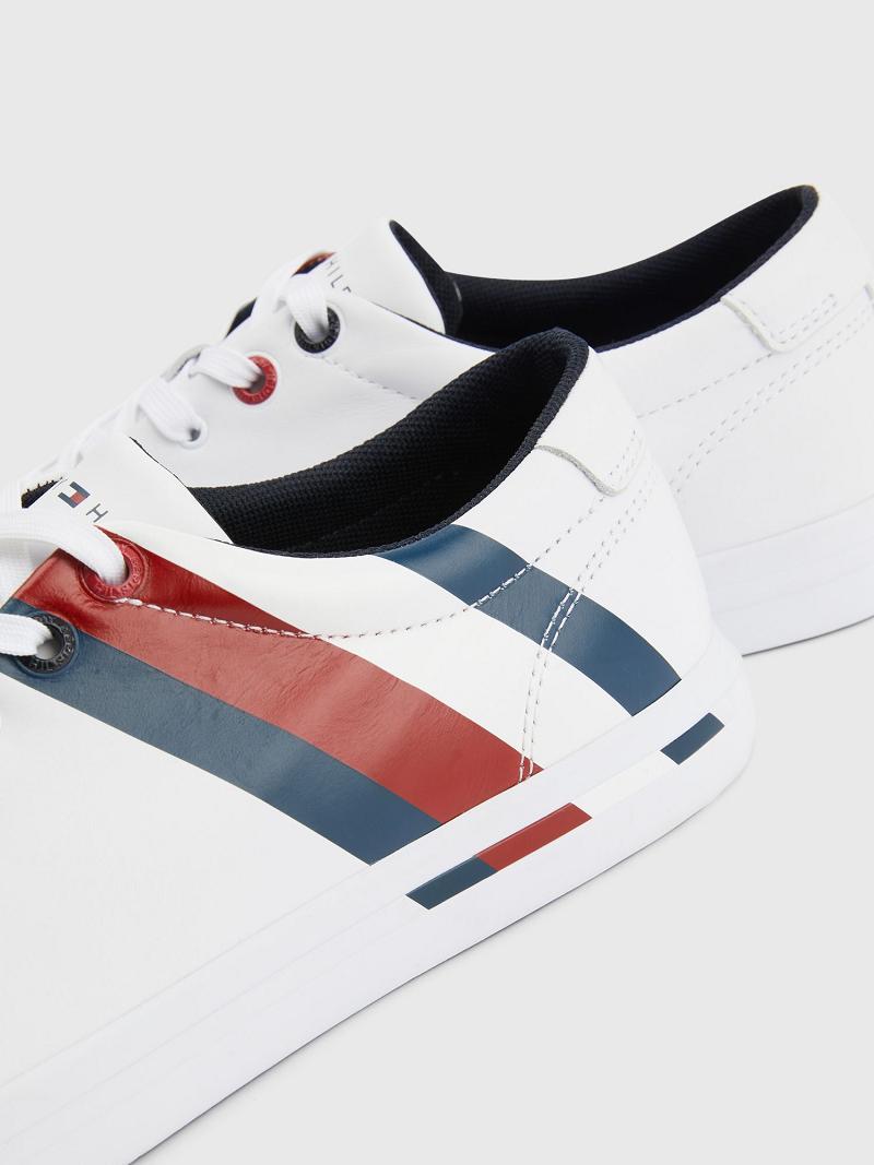 White Tommy Hilfiger Stripe leather Sneakers | NZ_M31631