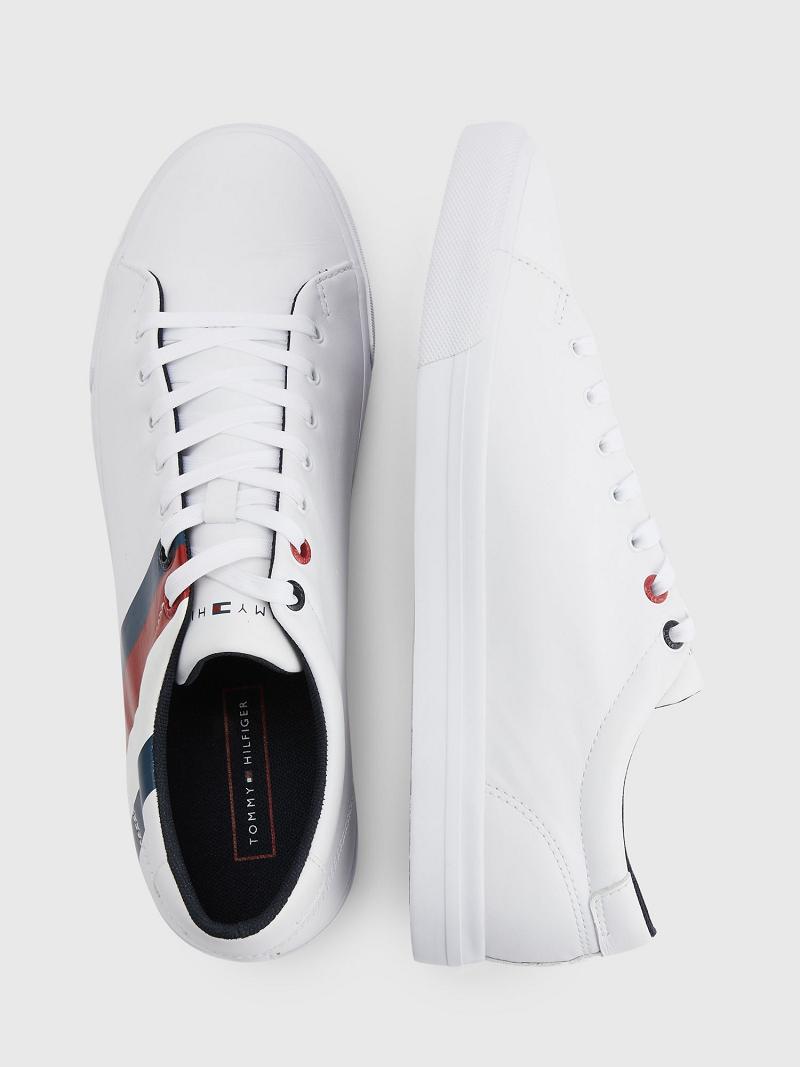 White Tommy Hilfiger Stripe leather Sneakers | NZ_M31631