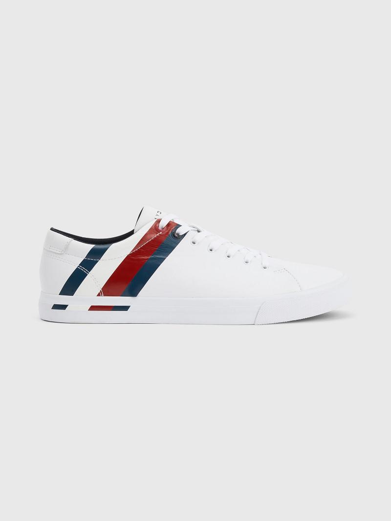 White Tommy Hilfiger Stripe leather Sneakers | NZ_M31631