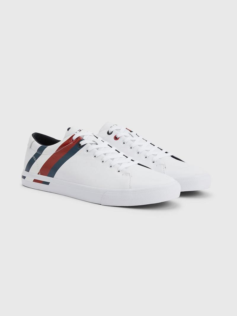 White Tommy Hilfiger Stripe leather Sneakers | NZ_M31631