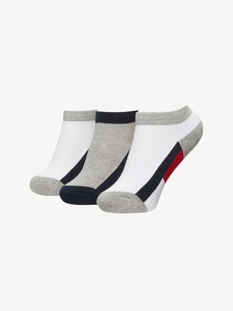 White Tommy Hilfiger TH Ankle 3PK Socks | NZ_B2297