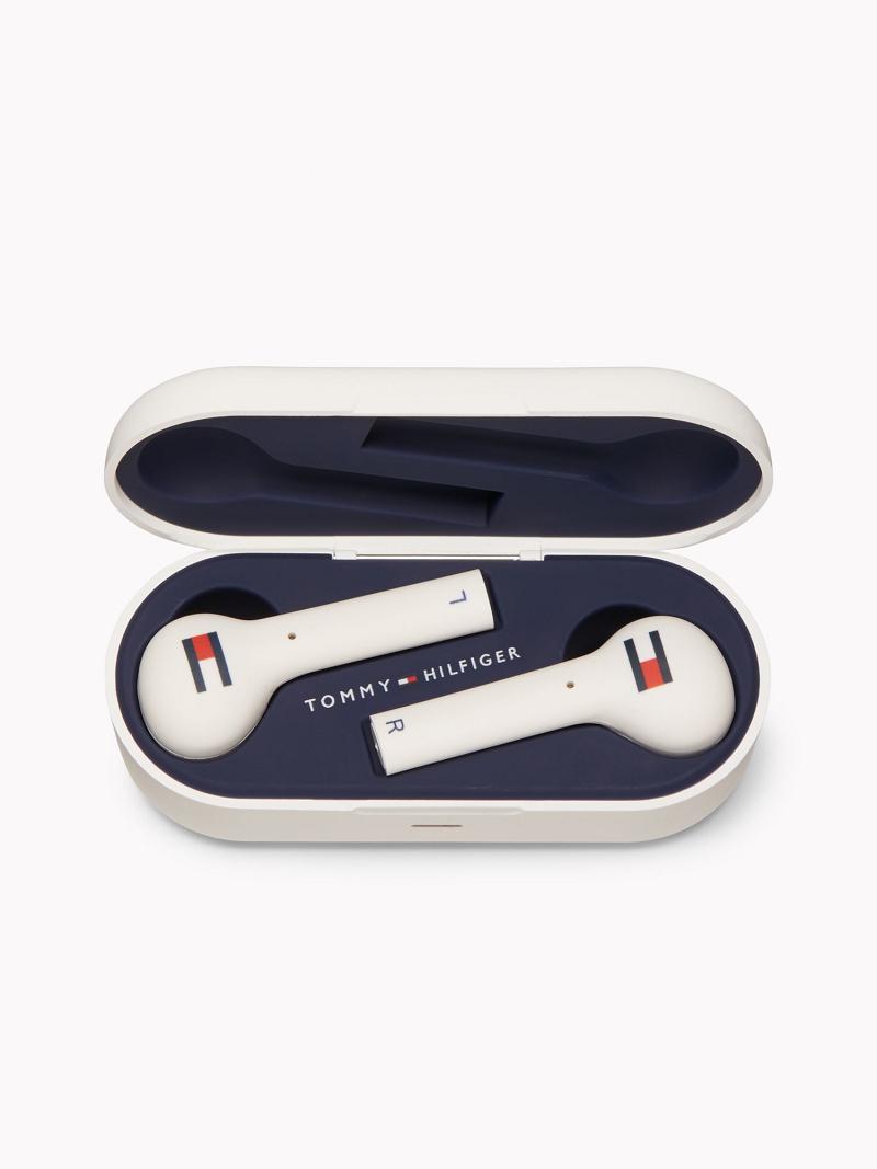 White Tommy Hilfiger TH Wireless Earbuds Technology | NZ_M31795