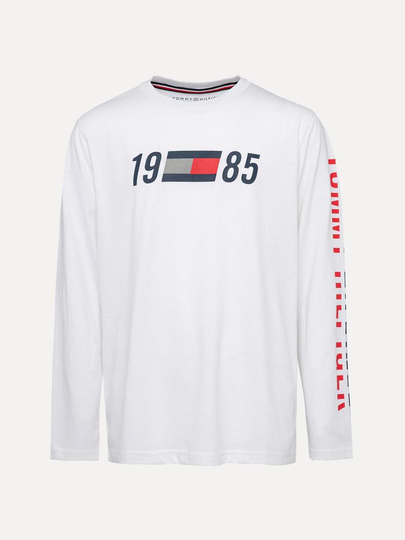 White Tommy Hilfiger Toddlers\' Long Sleeve Logo T Shirts | NZ_B2212