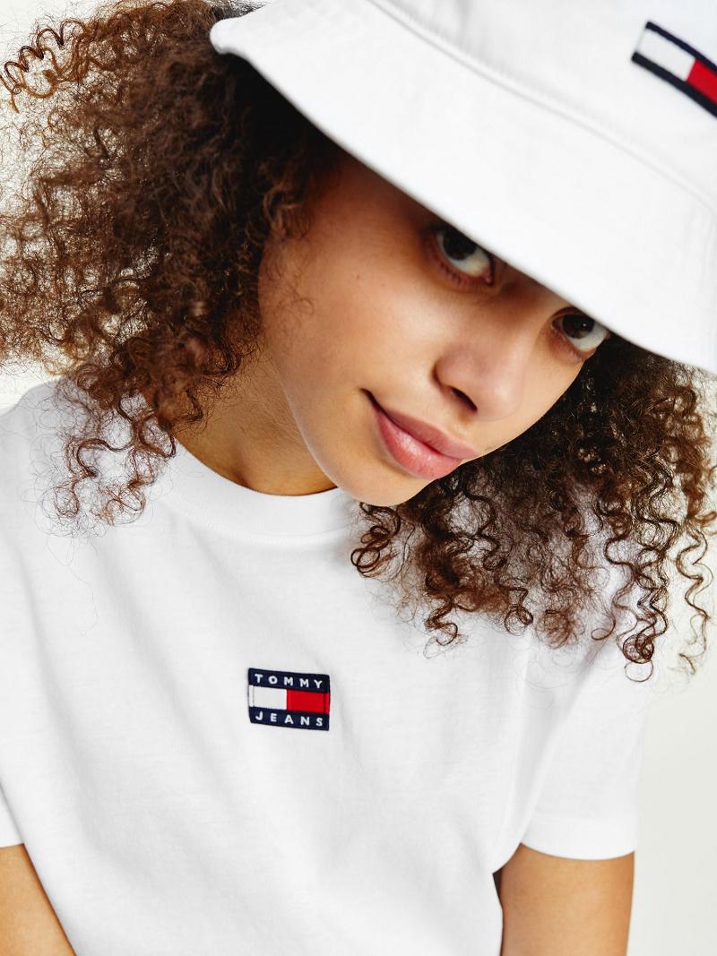 White Tommy Hilfiger Tommy Badge T Shirts | NZ_W21483