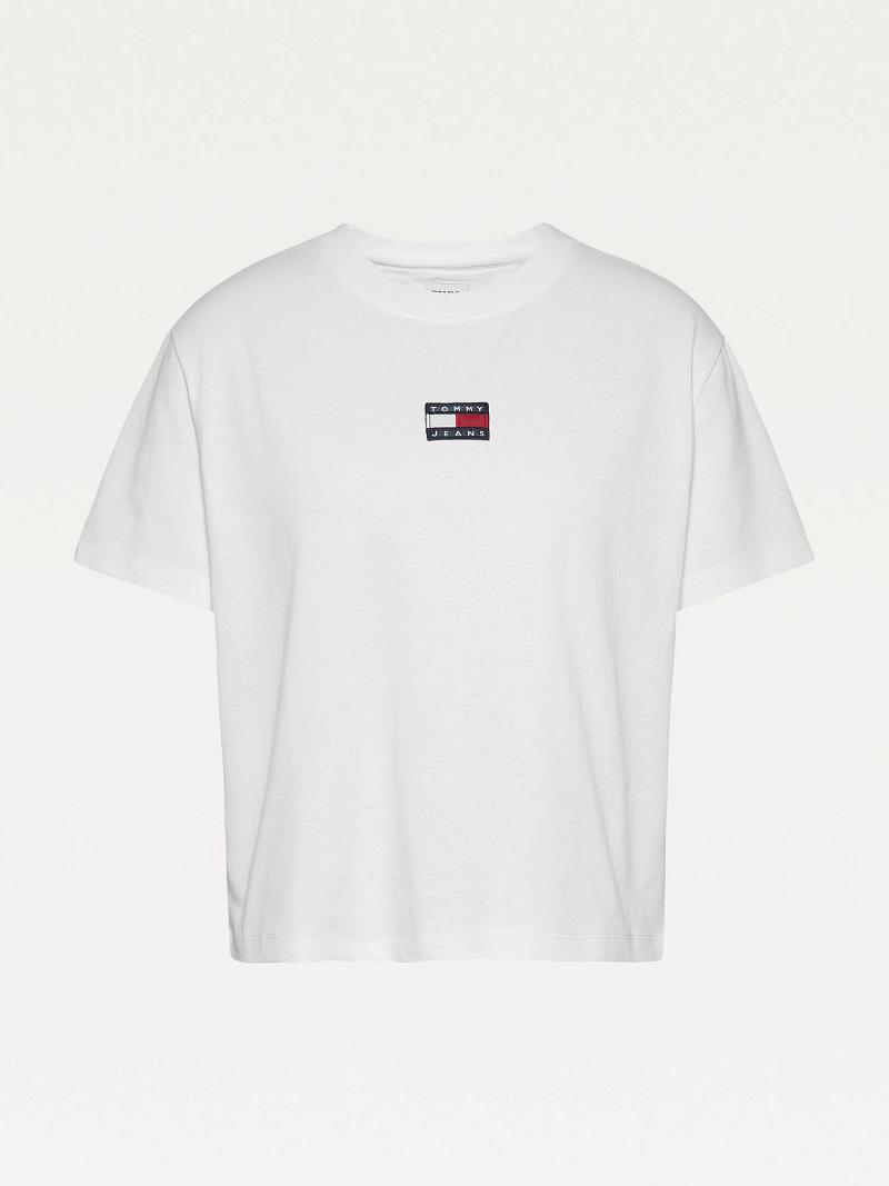 White Tommy Hilfiger Tommy Badge T Shirts | NZ_W21483