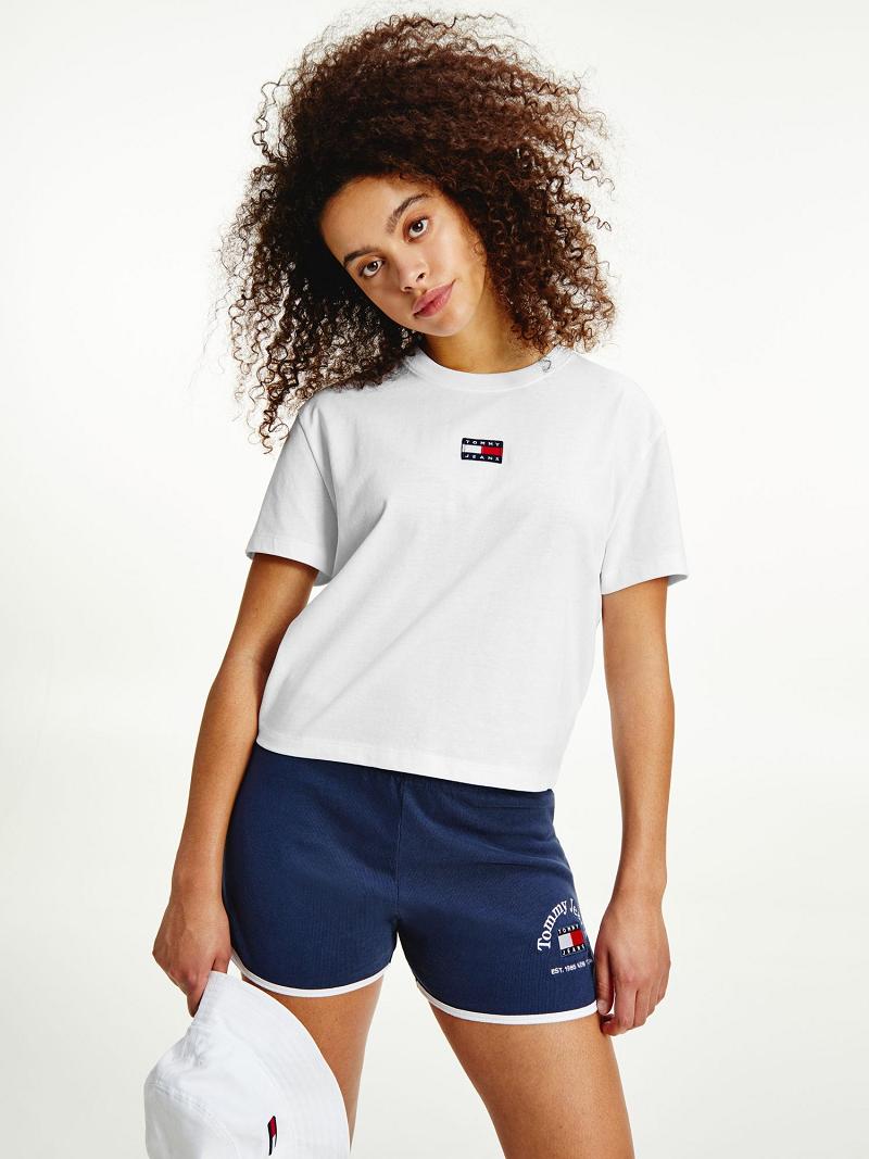 White Tommy Hilfiger Tommy Badge T Shirts | NZ_W21483