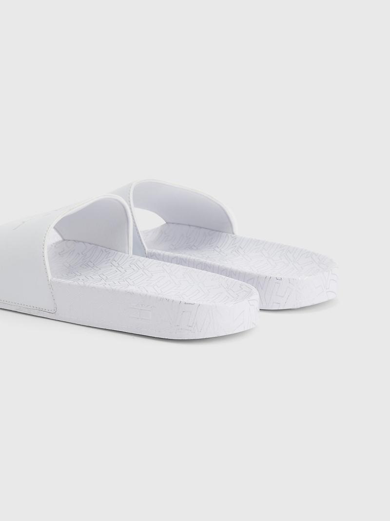 White Tommy Hilfiger Tommy Metallic Pool Slides | NZ_W21624