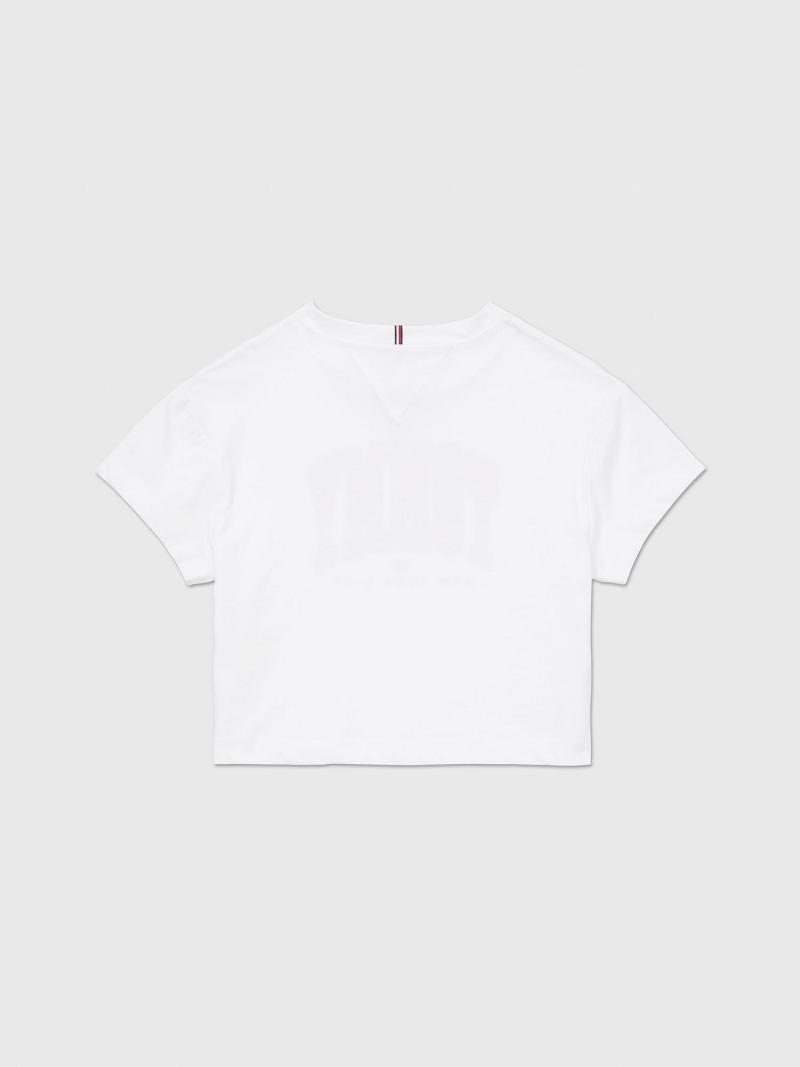 White Tommy Hilfiger Varsity Print T Shirts | NZ_G1274