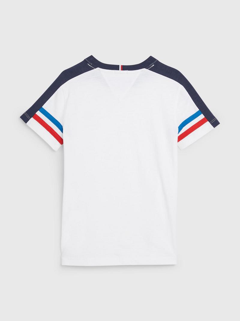 White Tommy Hilfiger Varsity Stripe T Shirts | NZ_B2217