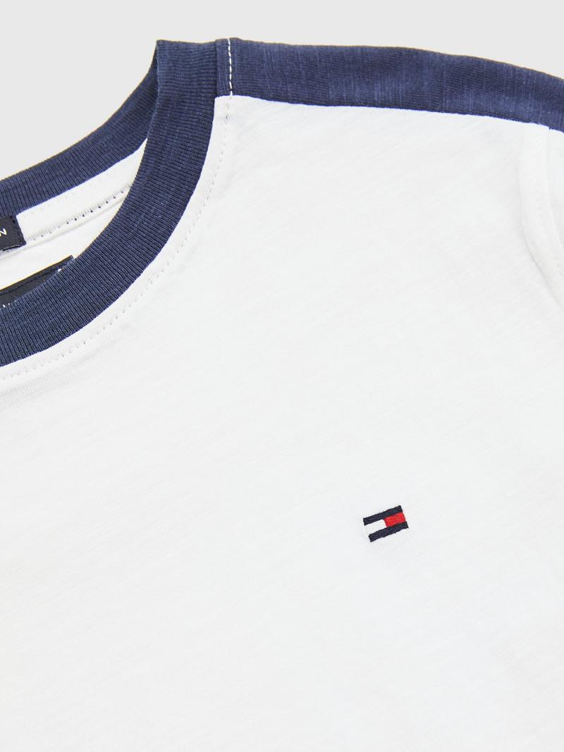 White Tommy Hilfiger Varsity Stripe T Shirts | NZ_B2217