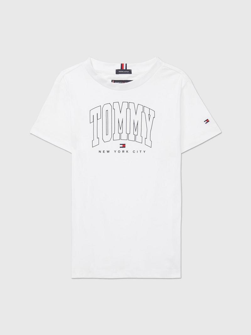 White Tommy Hilfiger Varsity T Shirts | NZ_G1275