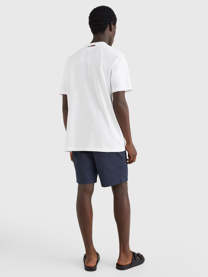 White Tommy Hilfiger Wavy Flag T Shirts | NZ_M31092