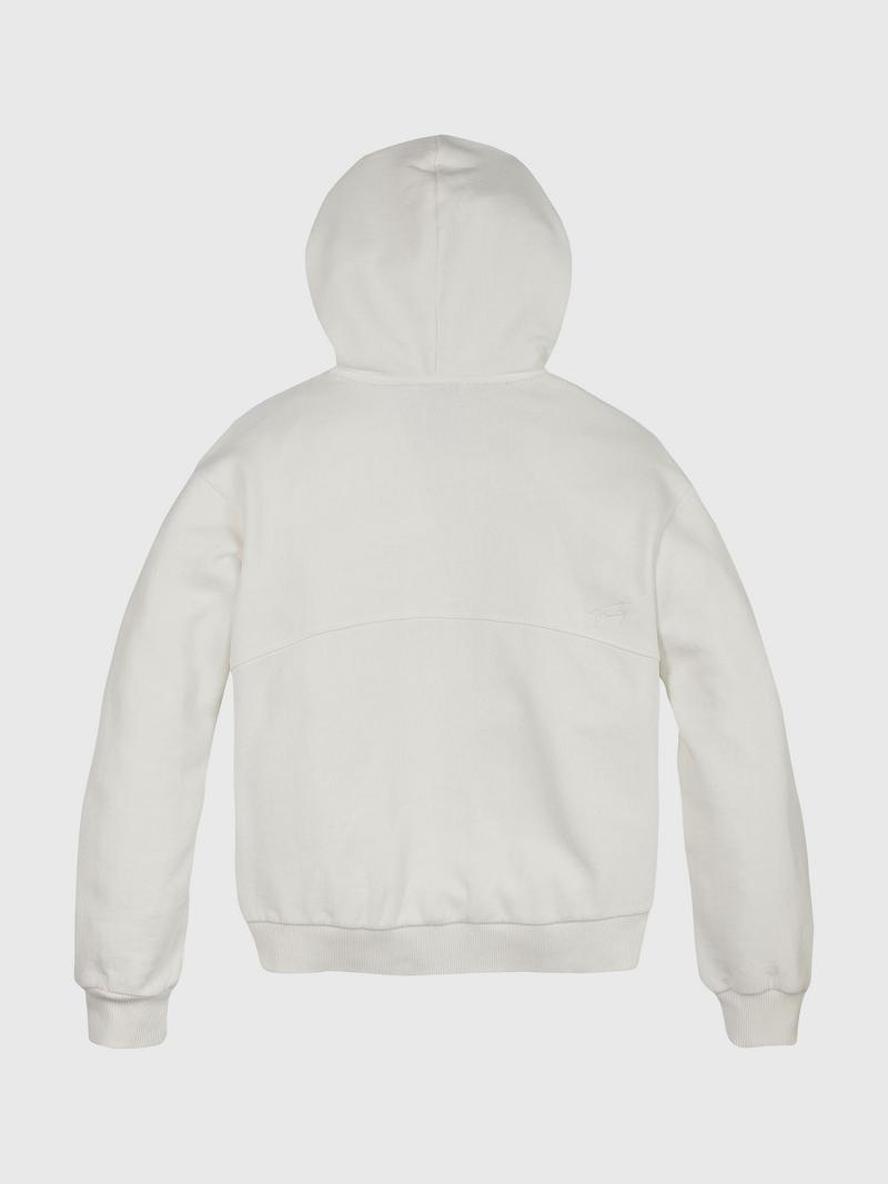 White Tommy Hilfiger Zip Hoodies | NZ_G1109