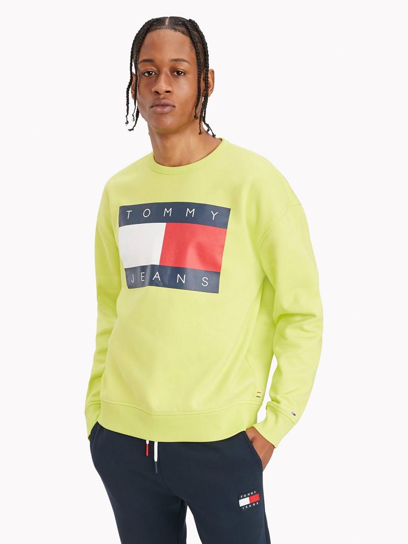 Yellow Tommy Hilfiger Flag Sweatshirts | NZ_M31121