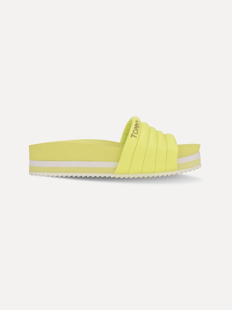 Yellow Tommy Hilfiger Fluorescent Platform Sandals | NZ_W21609