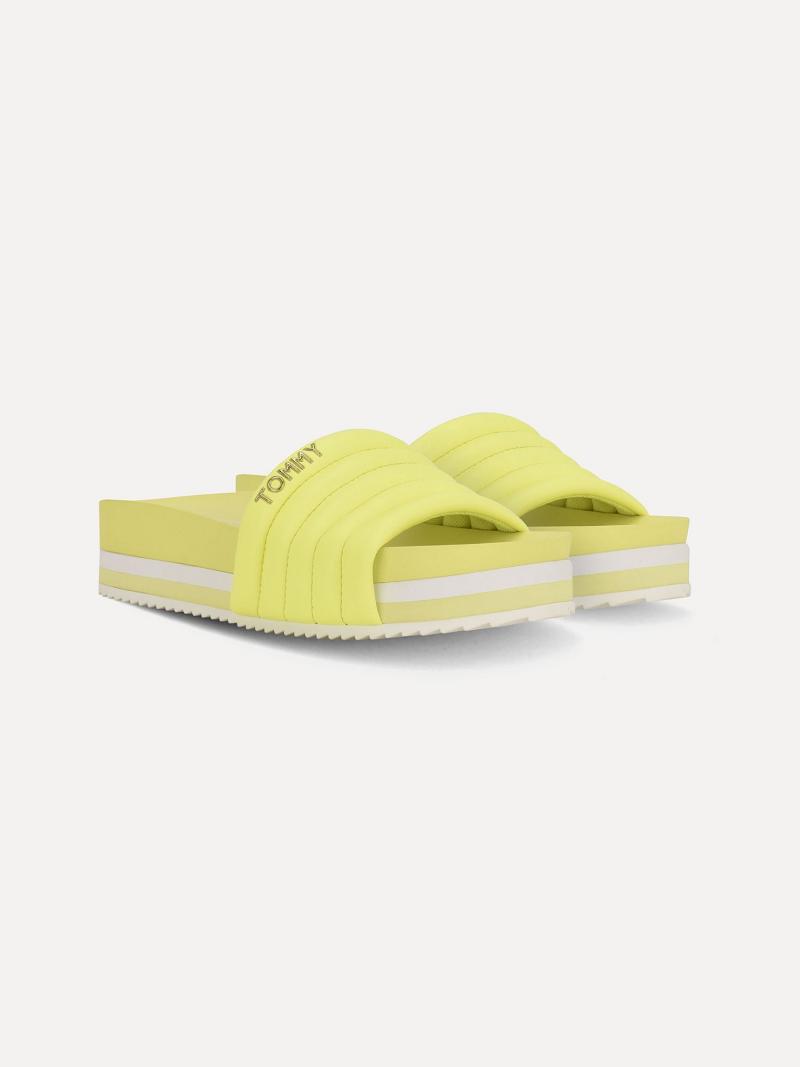 Yellow Tommy Hilfiger Fluorescent Platform Sandals | NZ_W21609