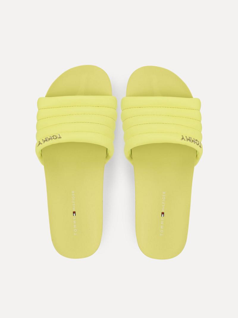 Yellow Tommy Hilfiger Fluorescent Platform Slides | NZ_W21618