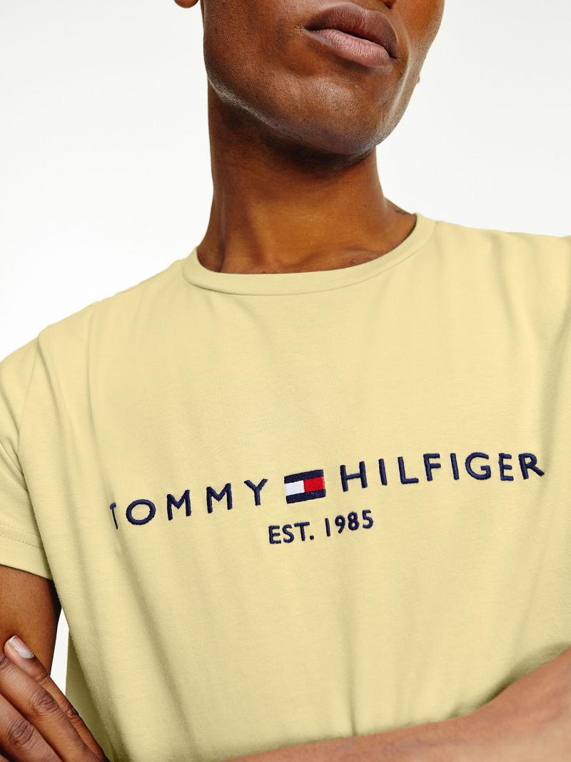 Yellow Tommy Hilfiger Hilfiger logo T Shirts | NZ_M31042